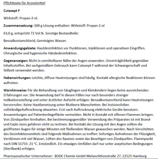 Cutasept F Haut desinfektionsmittel