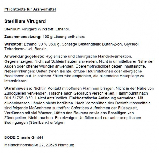 Händedesinfektionsmittel sterillium virugard 500ml Flasche